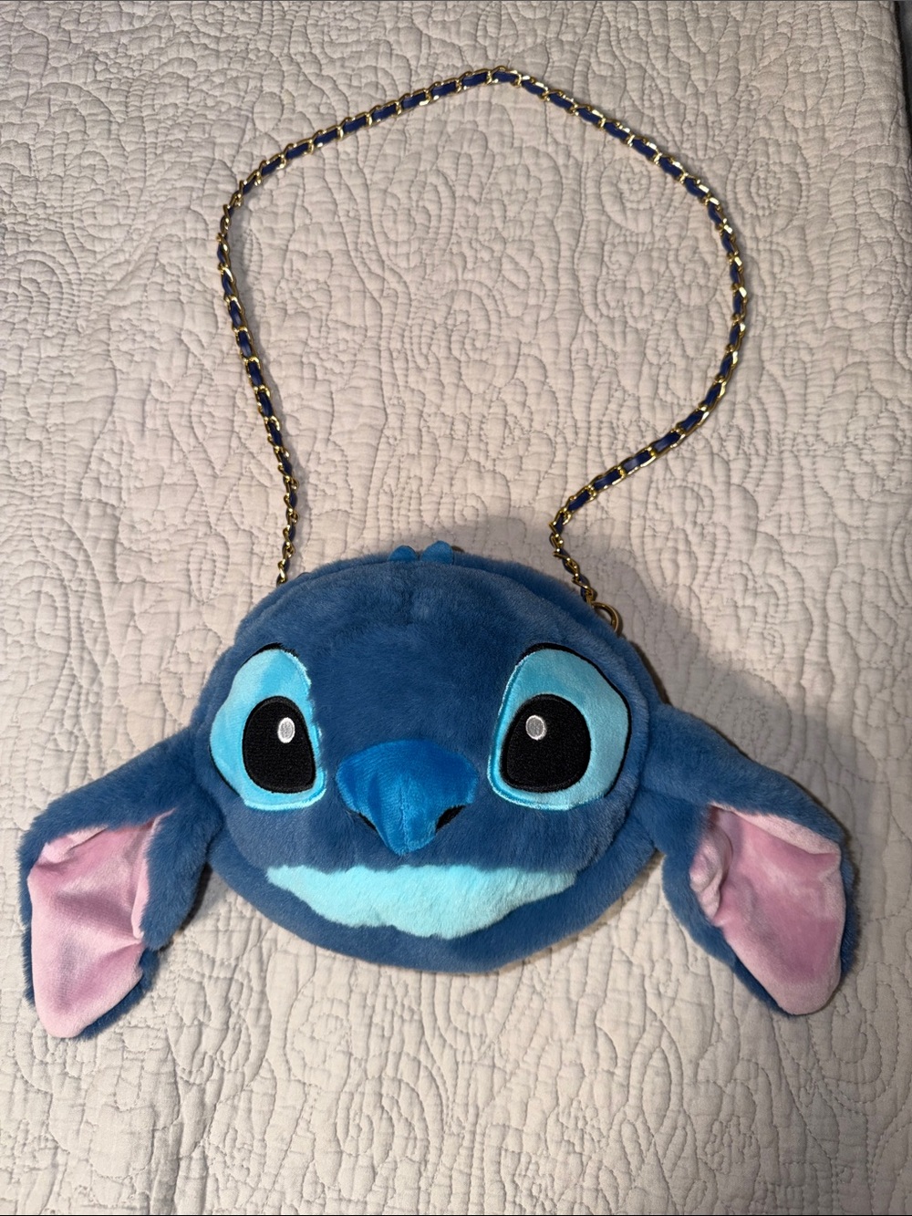 SHEIN Blue Plush Character Crossbody Bag with Pink Ear Accents